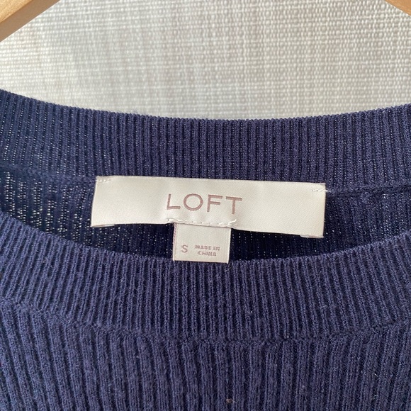 LOFT knit fitted ribbed sweater with gold button accents - Picture 4 of 5
